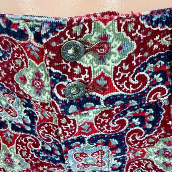 Vtg Y2K NWT Tommy Hilfiger Paisley Floral Wide Leg Corduroy Jeans | Boho Grunge - Picture 4 of 16